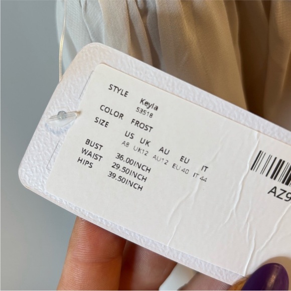 NWT AZAZIE Elegant Bridesmaid/ Prom V-Neck Dress in Frost - Picture 3 of 5